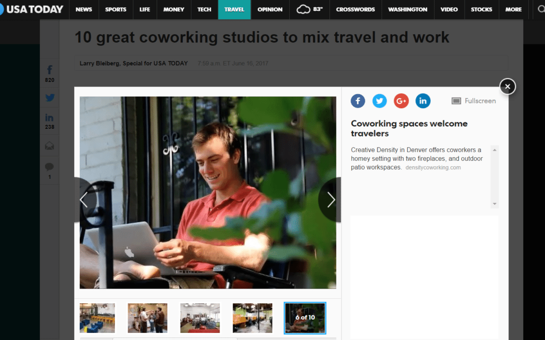 USA Today names Creative Density top coworking spot in Denver for travelers and locals