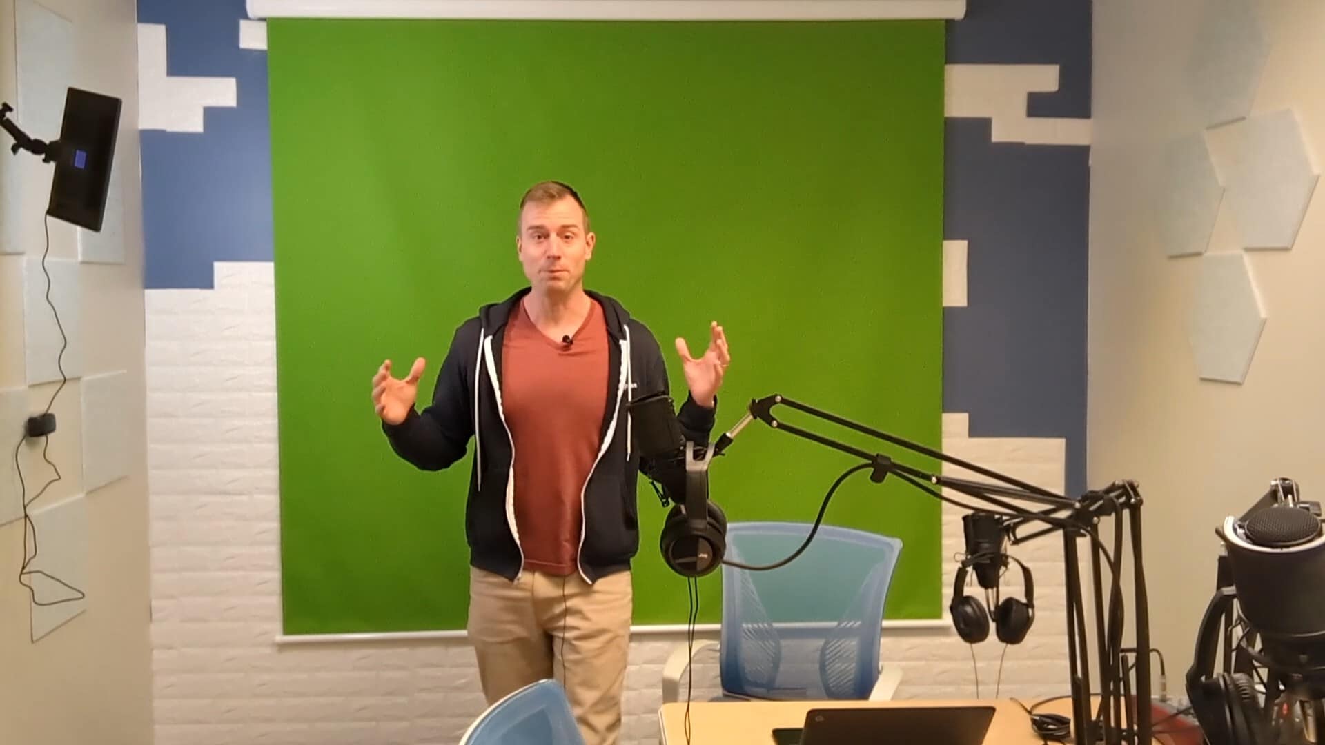 Craig in front of the green screen at Creative Density Coworking in Denver
