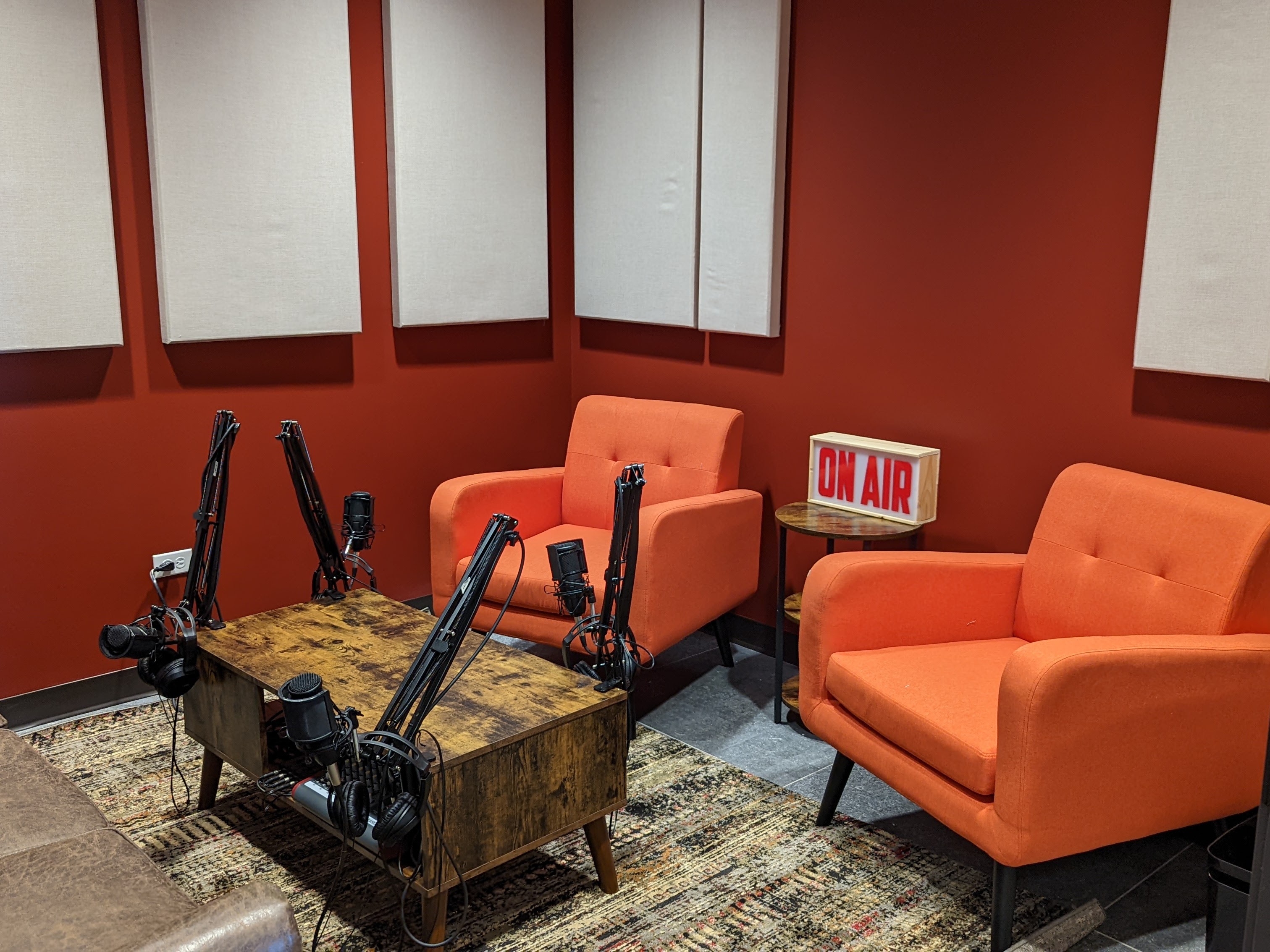 Denver Podcasting Studio with Sound Board and Sound Proofing