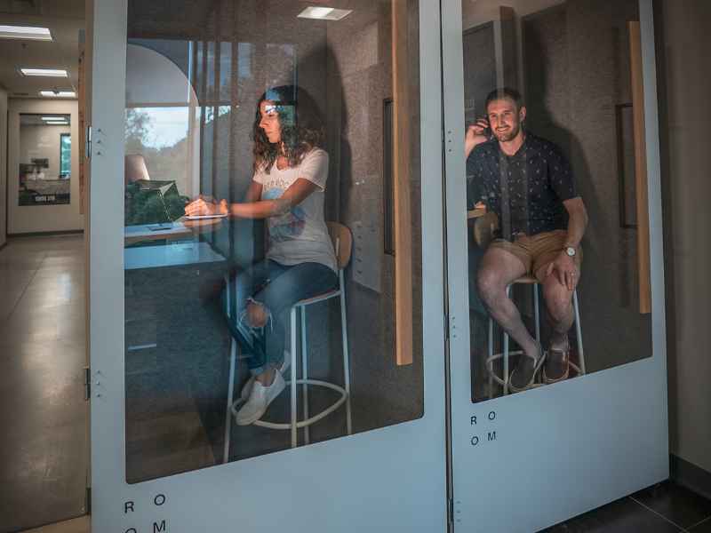 Phone booths at Park Hill Denver Coworking Space